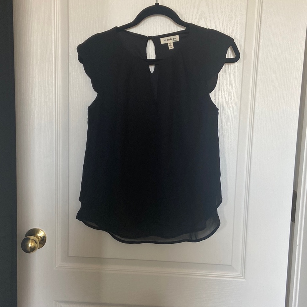 Black Flutter Sleeve Blouse Small